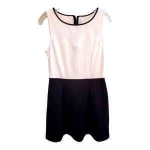Fit & Flare Dress Ivory Black Color Block Sleeveless